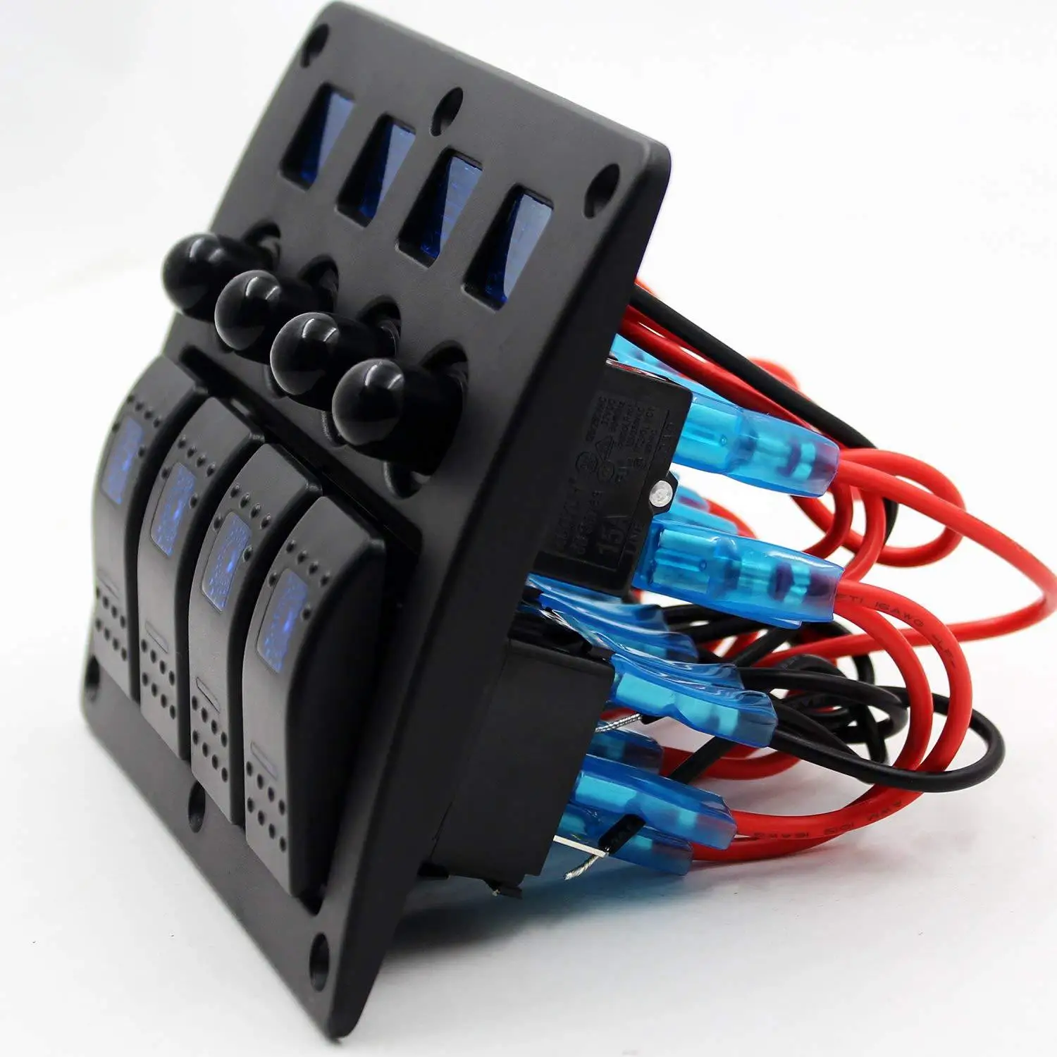 Exclusive For 4-Gang Rocker Switch Panel 4 12-24V ABS USB Car Charger Socket With Waterproof Rubber Cap