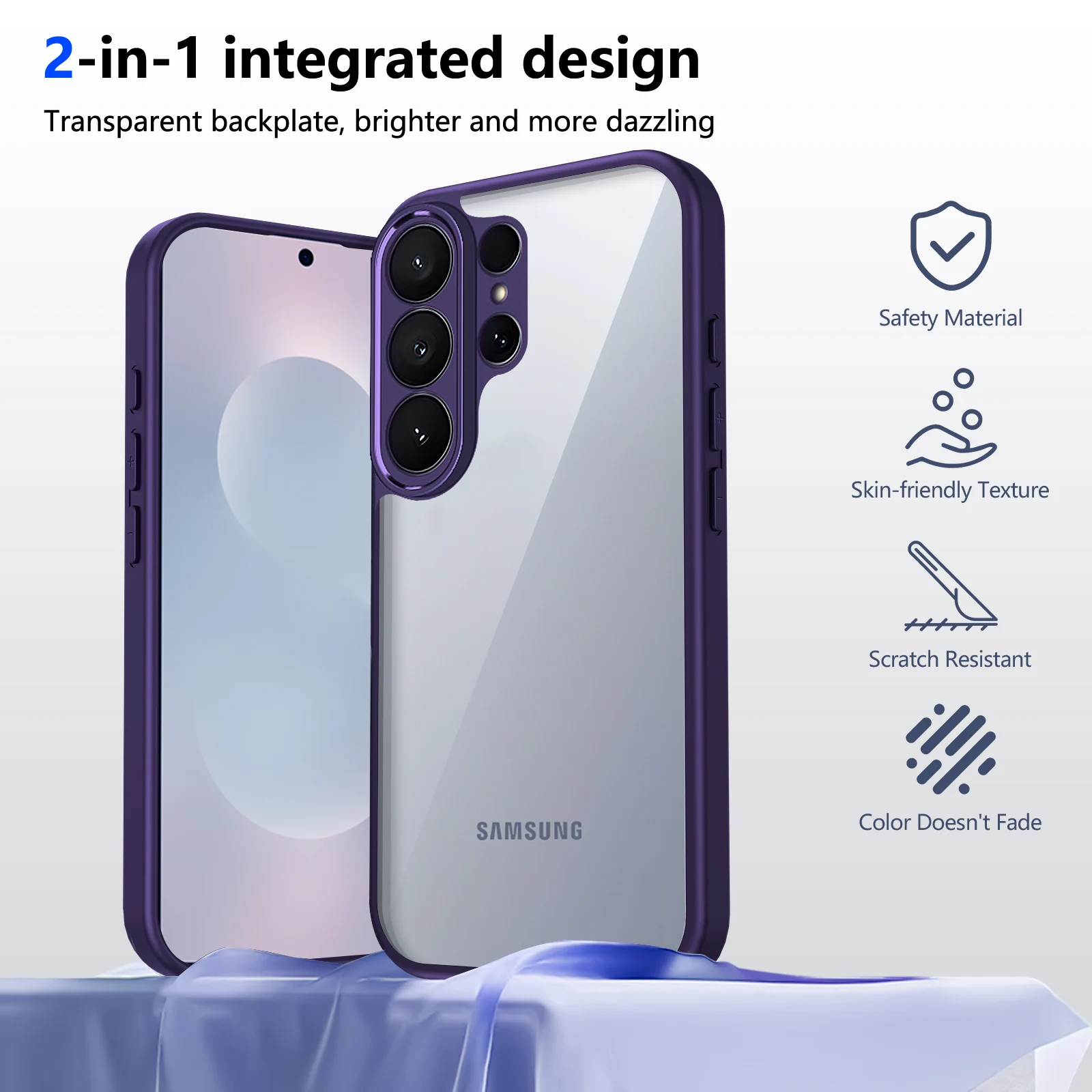 For Samsung S26Ultra Case Simple Acrylic Transparent Frosted PC Case Samsung S26 Mobile Cover Non-Slip Shockproof Bumper Funda