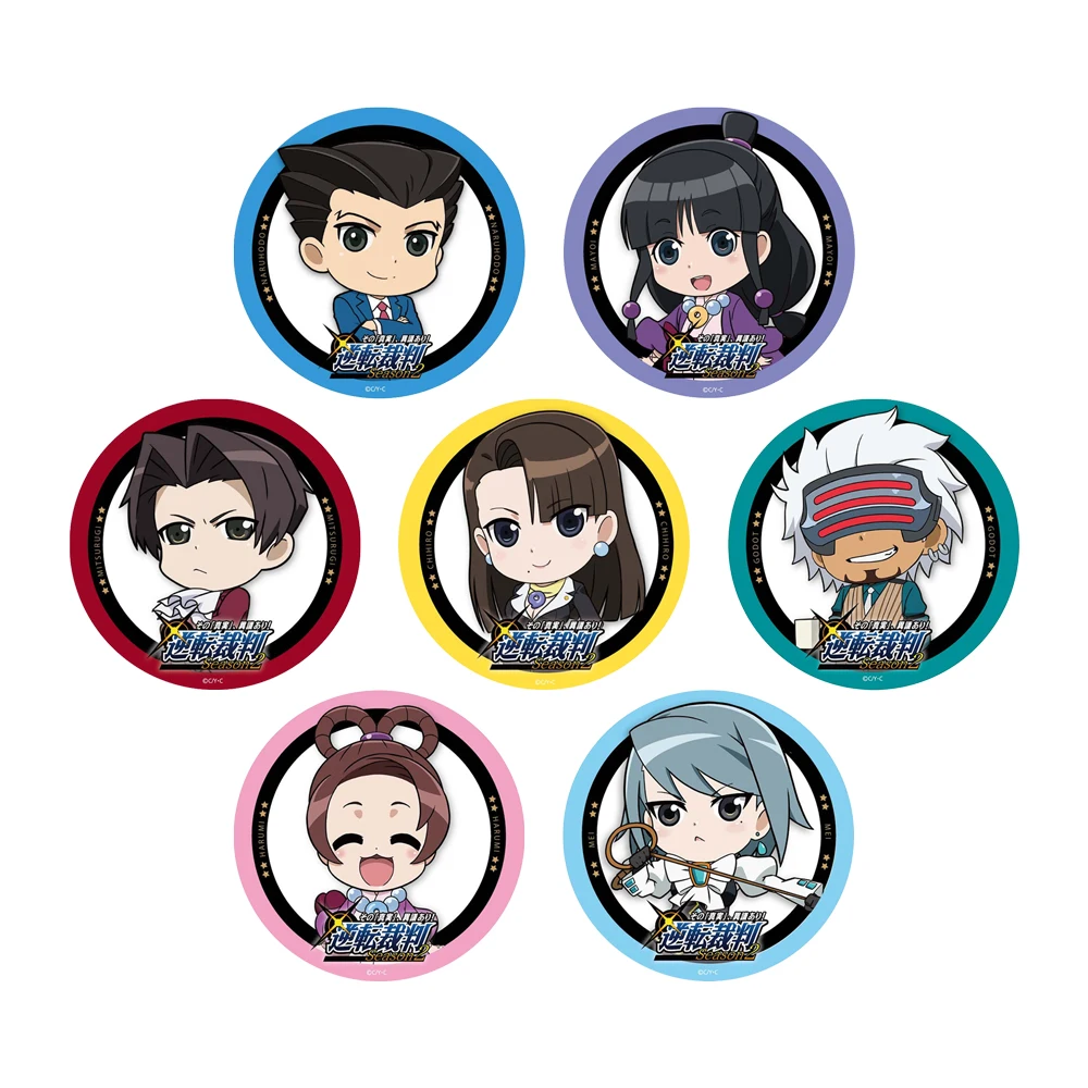 Gyakuten Saiban Game Badge Ace Attorney Phoenix Wright Pearl Fey Miles Edgeworth Godot Metal Badge Brooch Pin