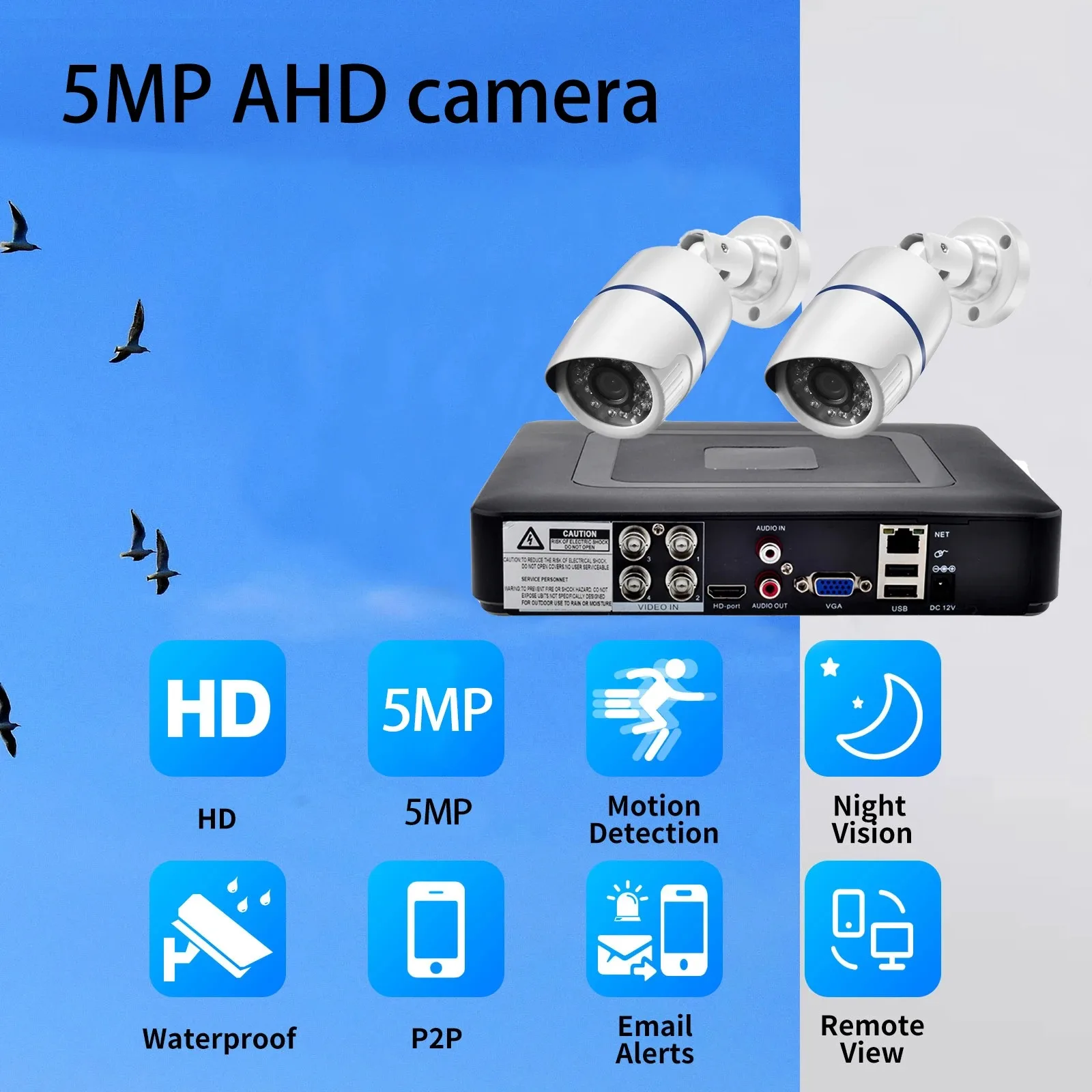 Gadinan H.265X AHD Camera DVR CCTV Kit Outdoor Bewegingsdetectie Audio Surveillance 5MP IP Intelligente Monitoring Webcam XMEye