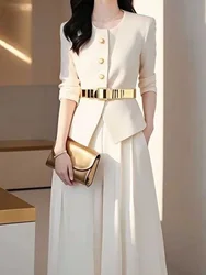 Fashionable Small Fragrance Style Women's Outerwear And Skirt Pants Two-Piece Set Spring Autumn New Arrival Polyester Fiber L...
