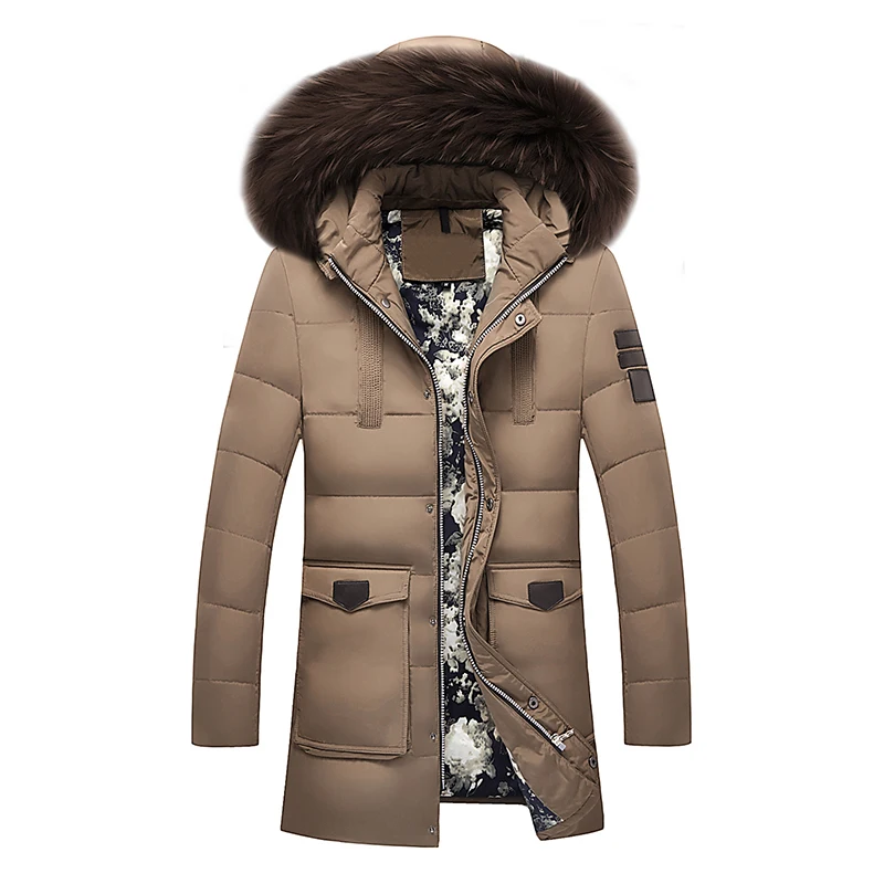 New brand down jacket 90%white duck down jacket coat winter warm coat casual men\'s down jacket natural fur collar hooded coat