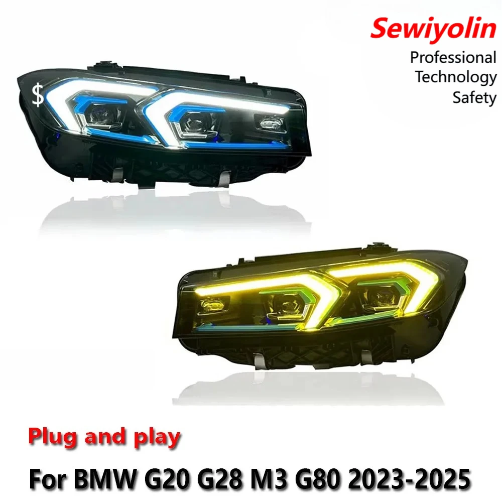 

Car LED Headlight Assemblies For BMW G20 G28 M3 G80 2023-2025 Fog DRL Brake Turn Signal Lamp Plug And Play