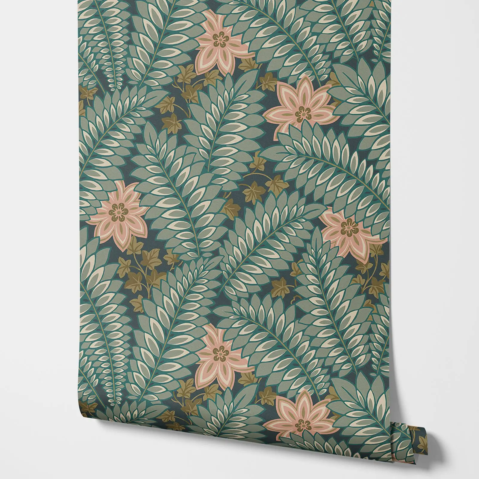 Hidden Ivy Leaves Wallpaper Peel and Stick,Green Leaf Wall Wall Mural For Living Room,Bedroom Decor,Self-adhesive Or Traditional
