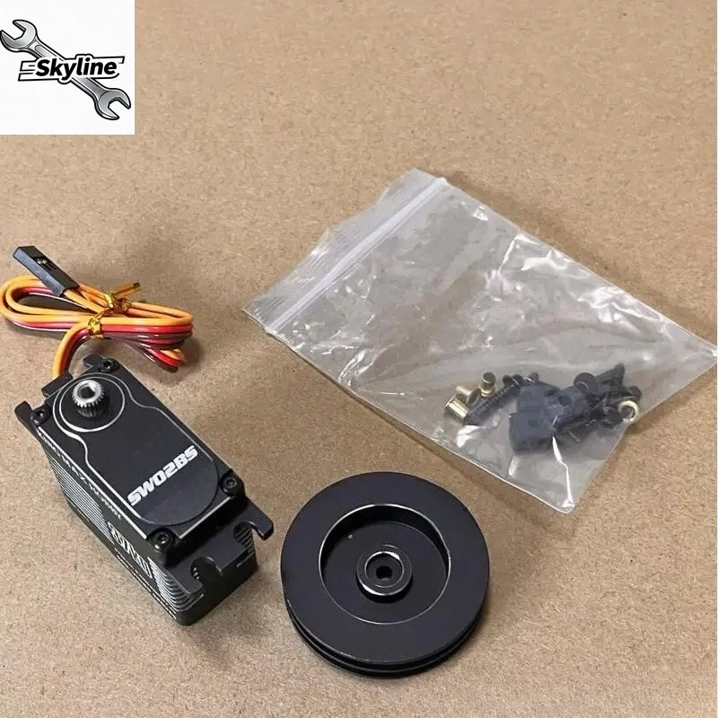 Waterproof Sail Winch Servo SW02BS, All Aluminum Shell 77g 37kg.cm Digital Steel Gear Servo for Sailboat, 1T-8T Multi Coil