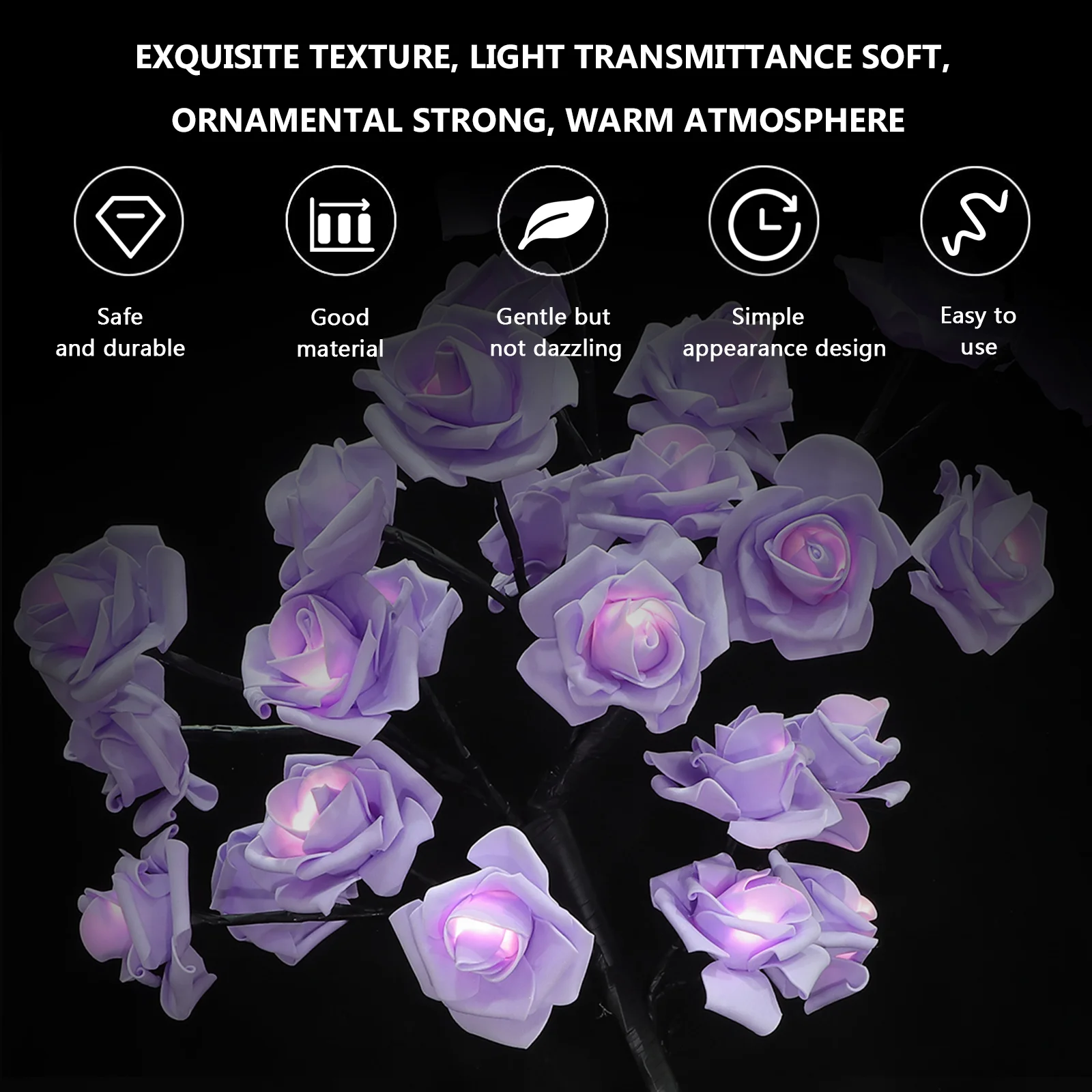 Color Changing Table Lamp Household Decor Rose Lantern Tree Lights Indoor Desk Lamps Roses Purple