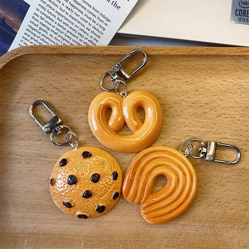 Cartoon Food Toy Cookie Keychain Simulation Donut Car Bag Pendant 3D Resin Accessory Key Chain Cartoon Pendant Decoration