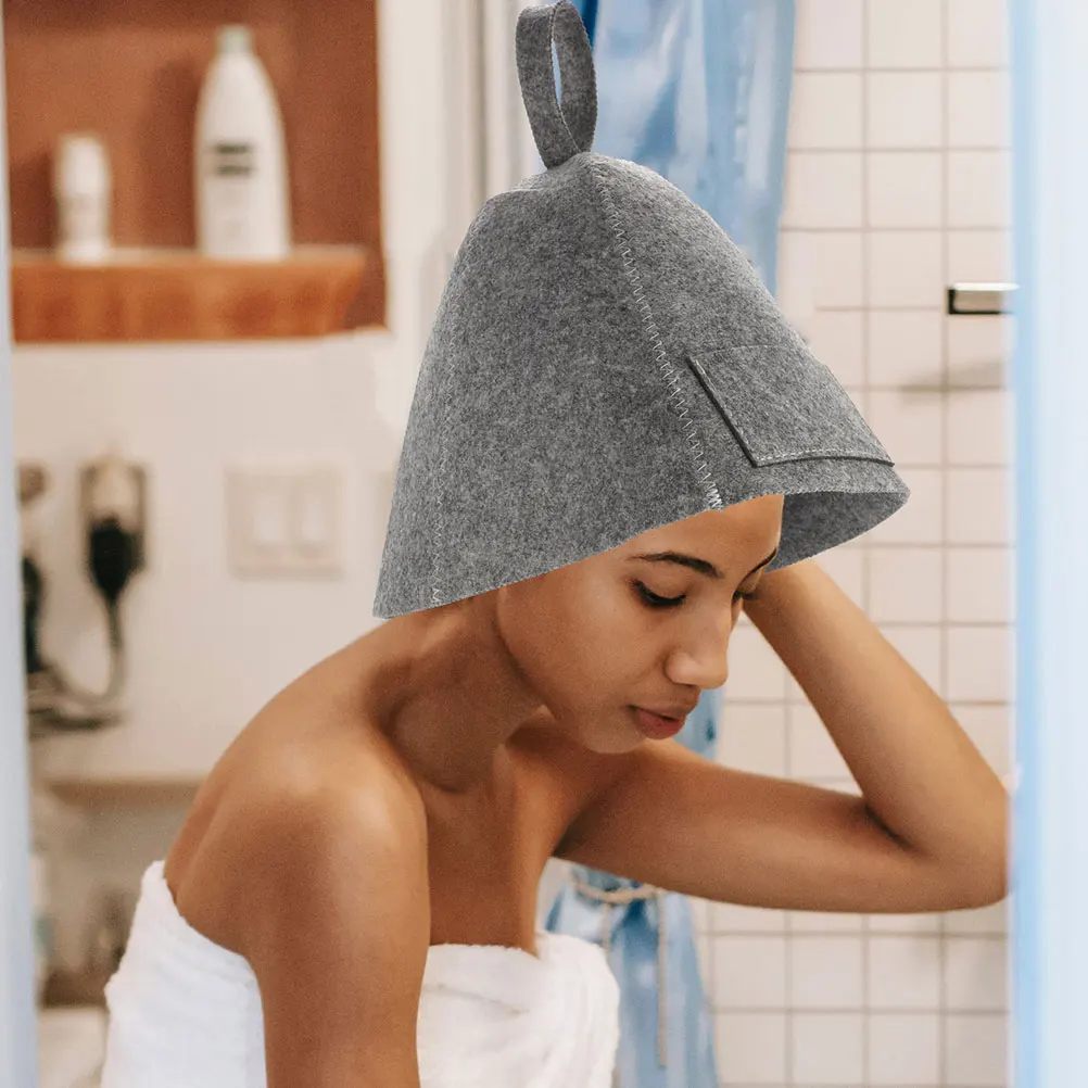 

Comfort Sauna Hat Supple Thick Felt Bathing Hat Lightweight Breathable Quick Drying Felt Sauna Cap for Women Spa Shower