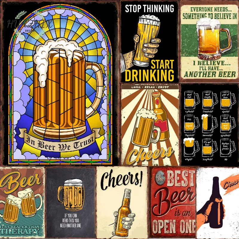 

Beer Vintage Metal Tin Sign Coffee Retro Picture DIY Cheers Aesthetic Room Home Decoration Bar Cafe Club Art Wall Decor Painting