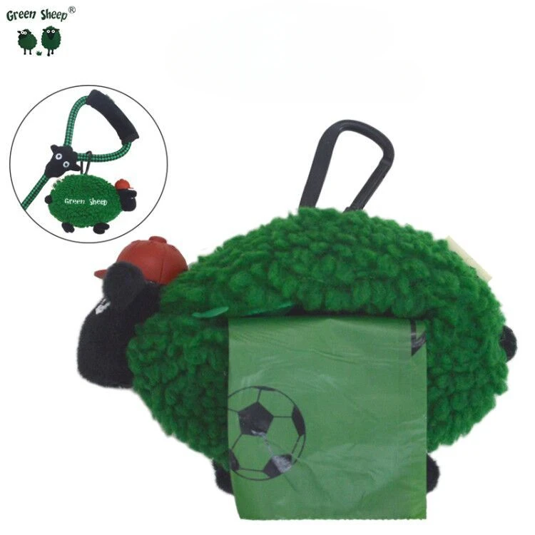 Green Sheep Easy To Carry Pet Bag Distributor Lamb-Shaped Stool Bag Storage Bag Outdoor Available with Hook Pooper Scoopers Bags