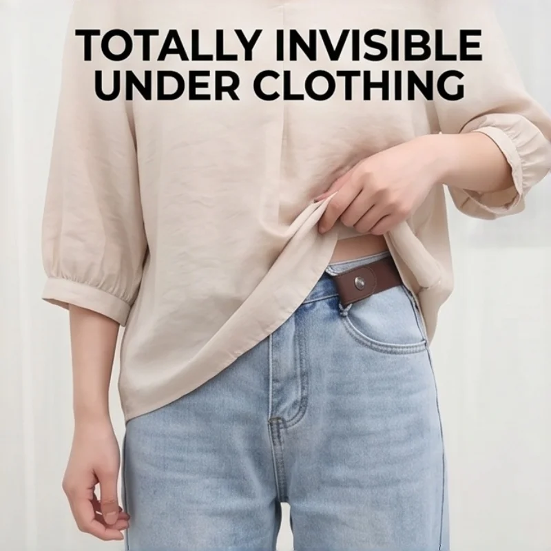 Einfacher, modischer, elastischer, unsichtbarer Webgürtel mit verstellbarer Länge, Unisex, nahtloser Alltags-Jeansgürtel – Detail 3