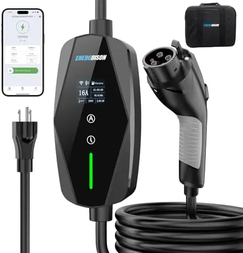 

Portable EV Charger Level 1 & 2 with WiFi, App Control, 8-16A, 110V-240V, J1772 for All EVs