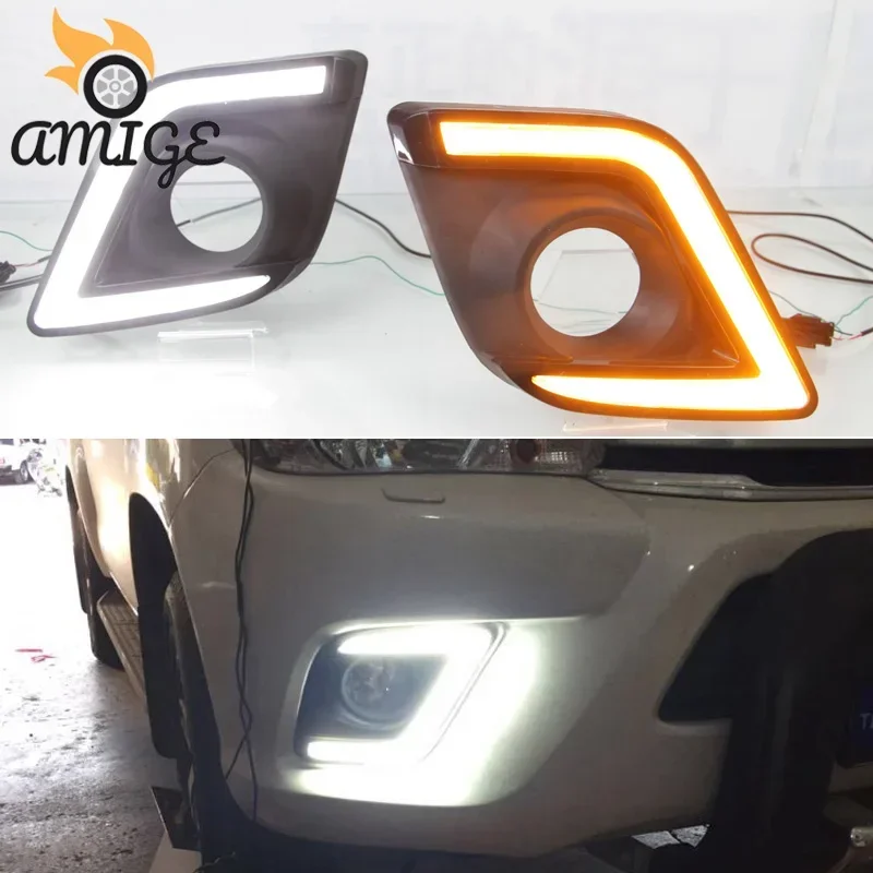 

LED Headlights For Toyota Hilux Revo Vigo 2015 2016 LED Daylights Turn Signal DRL Car LED Daytime Running Light Auto Foglamps