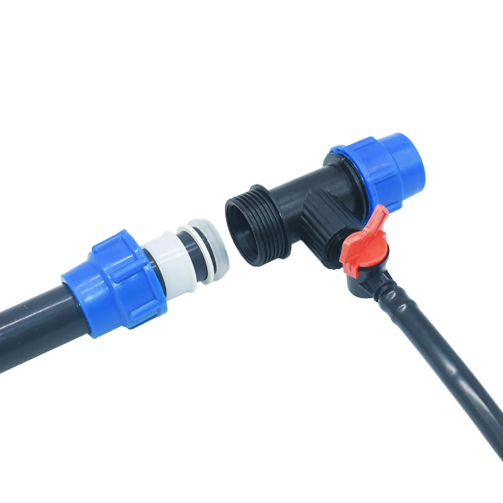 32mm to 16mm 20mm Plastic Hose Tap Water Splitter Reducing Barb Connector Tee Tap Valve 3-way Tube Fitting Irrigation System