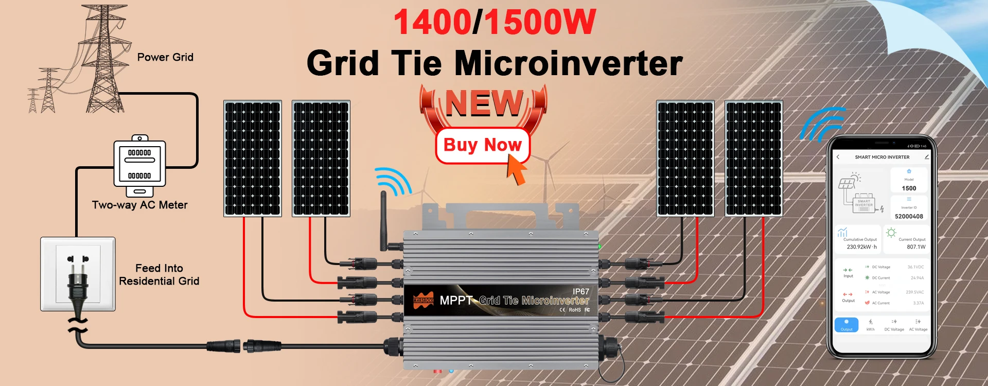 2000W Pure Sine Wave Inverter 12V 24V DC To 220VAC Converter LCD Display USB Socket For Off Grid Wind Or Solar Power System