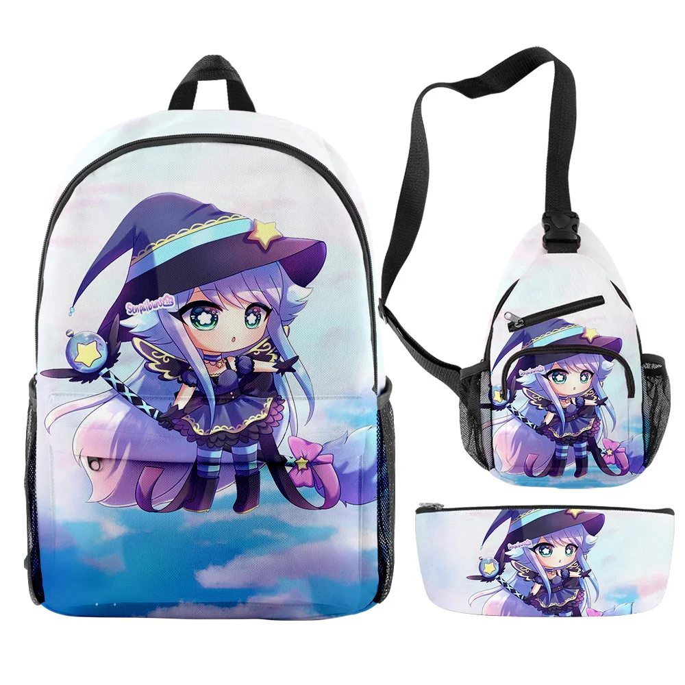 3 pçs/set Gacha Vida 3d Impressão Mochila Escolar Meninos Meninas Mochilas Crossbody Viagem Caso Saco do Lápis Crianças Estudant