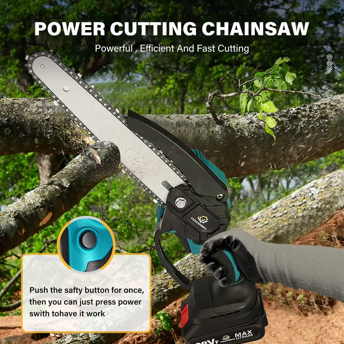 8 Inch Brushless Chain Saw Mini Handheld Pruning Chainsaw Woodworking Electric Saw Cutting Power Tool for Makita 18V Battery