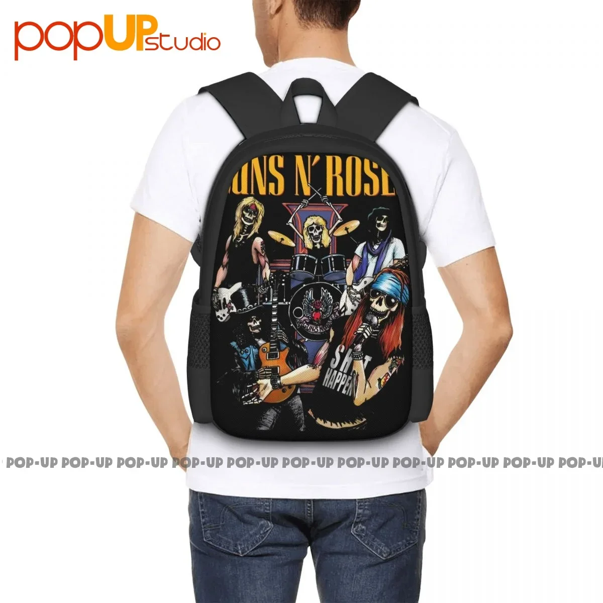 Guns N Roses Rock Roll The Most Dangerous Band In The World Backpack Large Capacity Print Outdoor Running