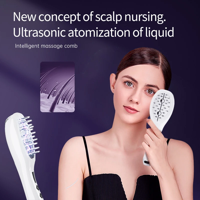 

Atomized Essential Oil Anti Hair Loss Massage Therapy Ions Vibration Red Blue Light Hair Massage Brush Electric Laser Hair Grow