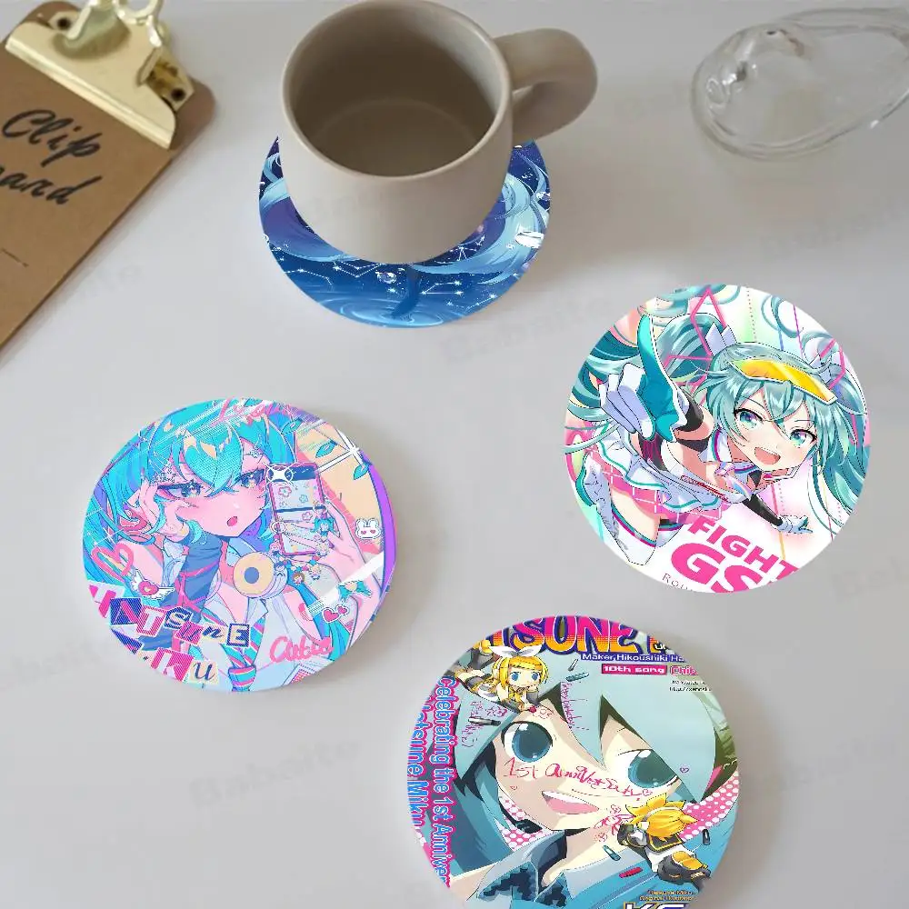 H-HATSUNE M-MIKU Coasters Suitable For Daily Family Gathering Decoration, Kitchen, Anti-slip Wooden Coasters