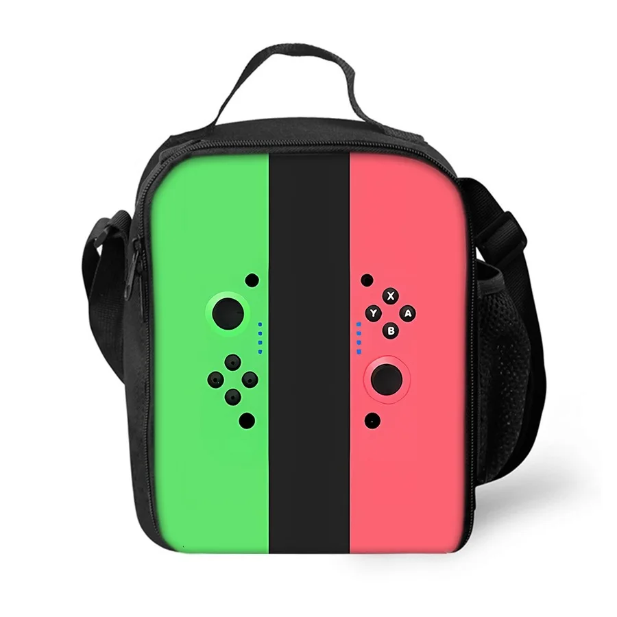 Games Console Shoulder Strap Insulated Lunch Bags 2D Flat Cartoon Boys/Girls Kids Picnic Food Preservation Lunch Box Bag Thermal
