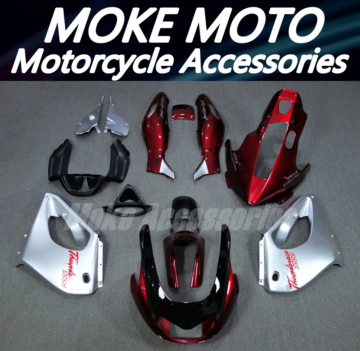 

Moke moto Motorcycle Fairings Kit Fit For Yzf1000 1997-2007 Bodywork Set Abs Injection Sliver Red Black