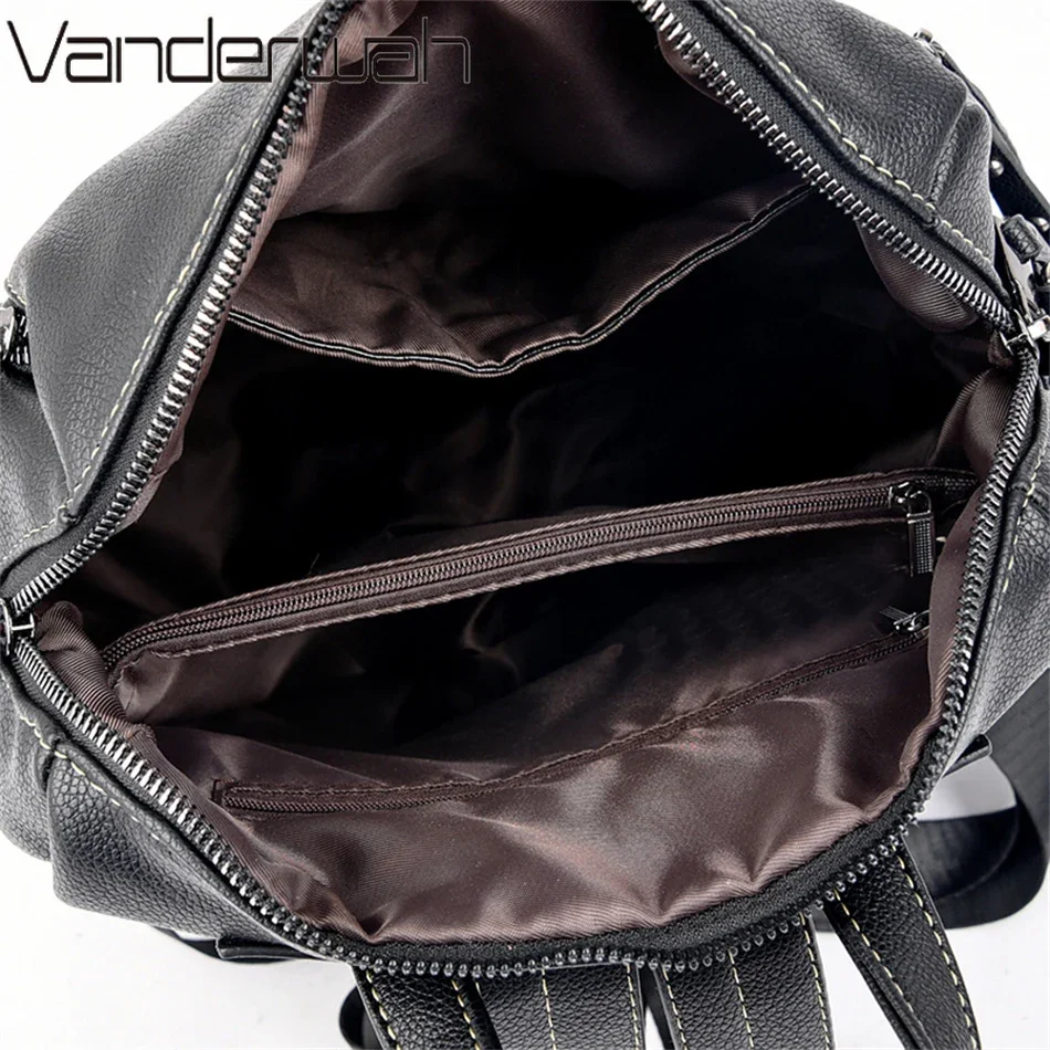 Luxury Backpacks Purse Soft Leather Waterproof Bagpack Preppy Style Student Bag Multifunction Mochilas Feminina Luxury Sac A Dos