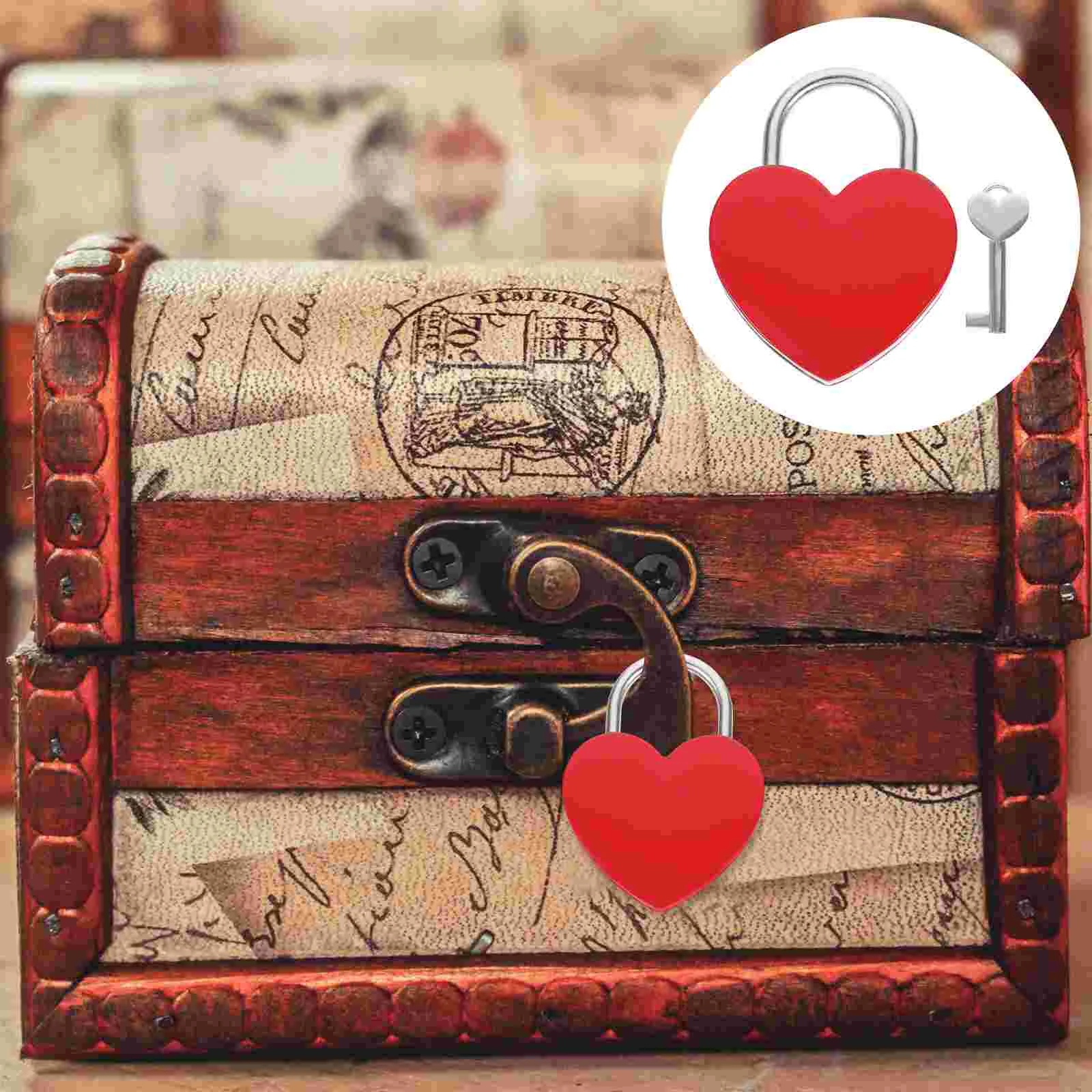 

Heart Lock Small Suitcase Locks Vintage with Keys Luggage Locker Metal Backpack Padlocks