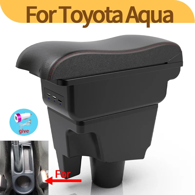 

Для Toyota Aqua, Toyota Prius C: подлокотник, аксессуары для модификации центральной консоли автомобиля, двухслойный органайзер, USB, декор для авто