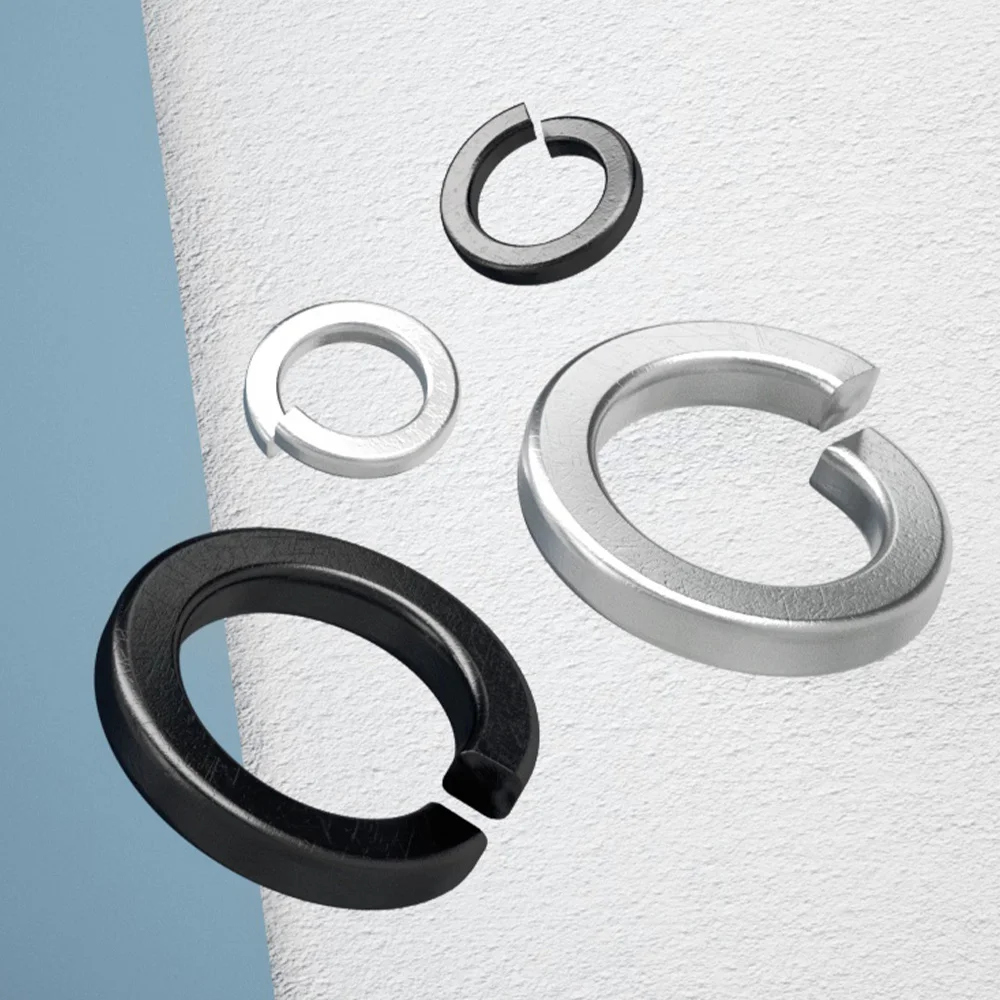 Black 304 Stainless Steel Spring Split Lock Washer Elastic Gasket M1.6 M2 M2.5 M3 M4 M5 M6 M8 M10 M12 M14 M16 M20 M22 M24 M27M30
