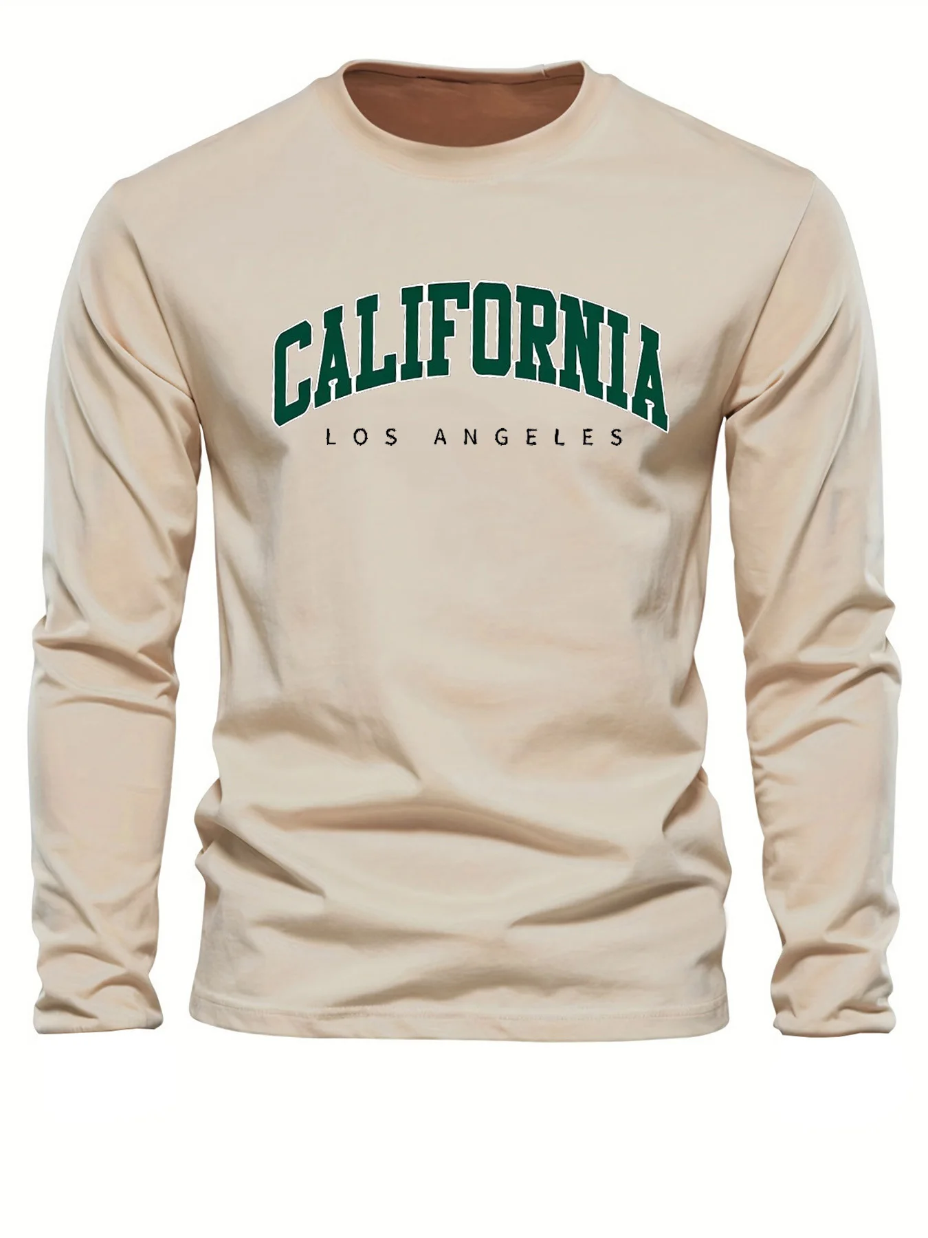 100% Pure Cotton Men's Long Sleeved Round Neck Loose Casual California Letter Printed Spring and Autumn Versatile T-Shirt Top view 6
