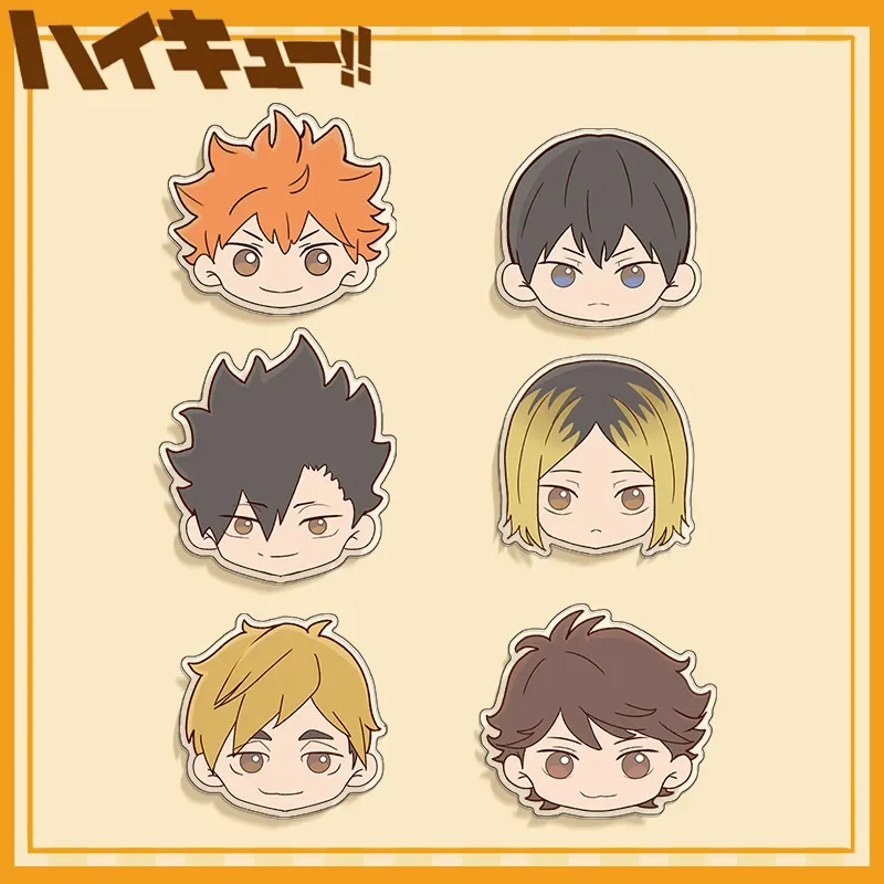 

6pcs Anime Haikyuu Acrylic Phone Holder Scalable Bracket Hinata Shoyo Kozume Kenma Brelok Accessories Mobile Phone Stand Keyring