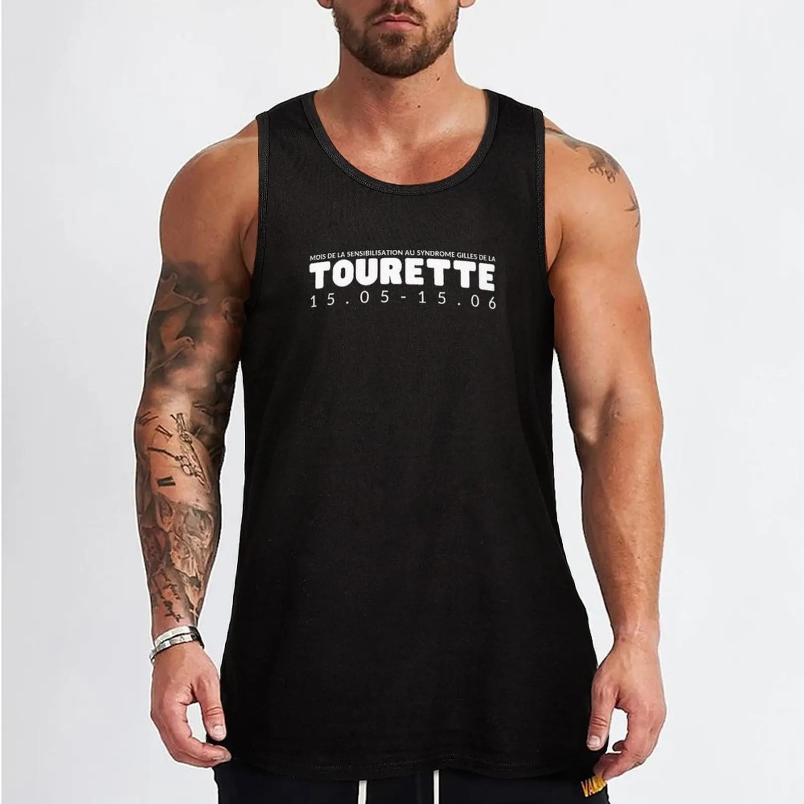 Tourette 15.05-15.06 white letters Tank Top fitness t shirts Men's summer clothes 2024 Sleeveless T-shirt