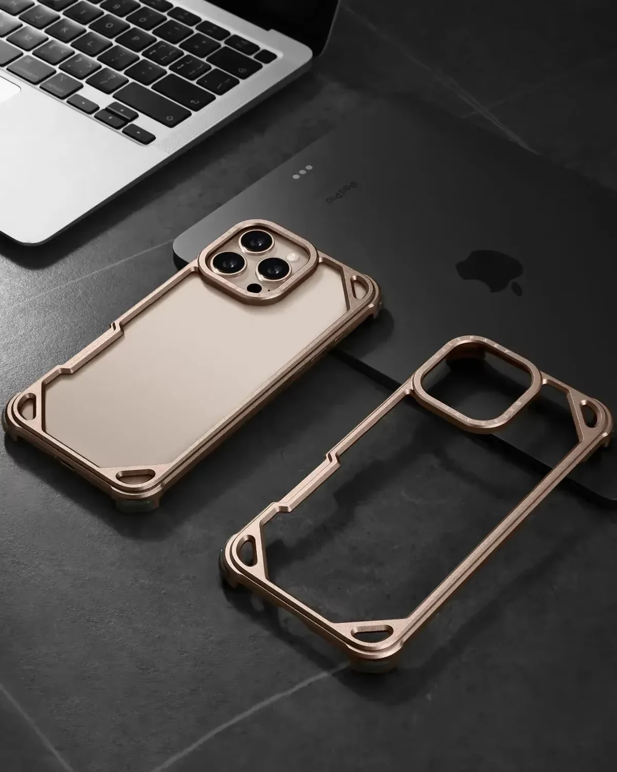 Eary minimalistische metalen telefoonhoes voor iPhone 16 15 Pro Max Legering Ultradunne minimalistische val-schokbestendige beschermhoes
