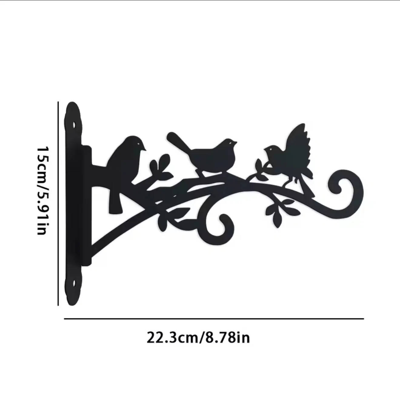 Metal Wall-Mounted Plant Hanger with Bird & Leaf Design - Heavy-Duty, Easy-to-Install Hook for Outdoor Flower Baskets