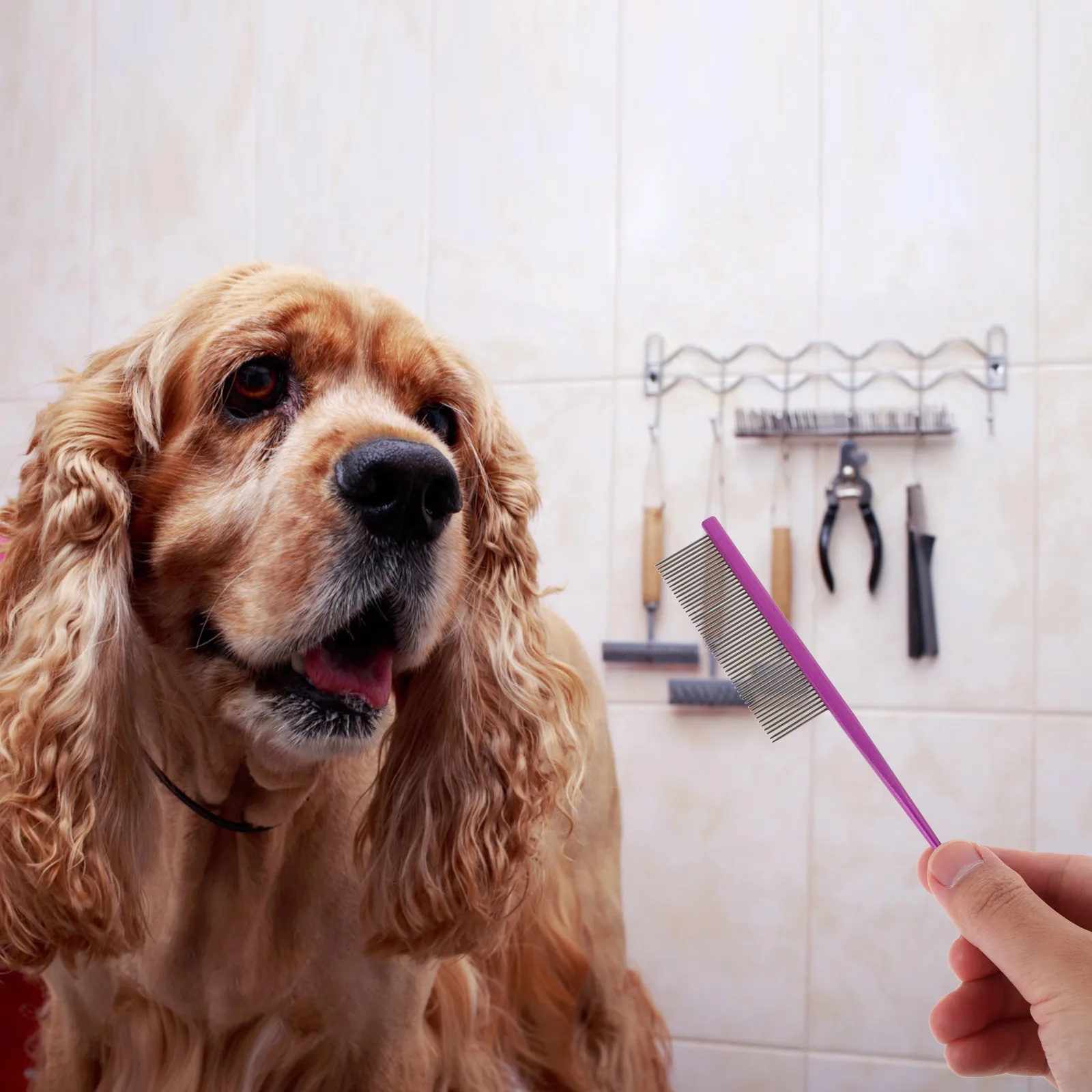 

Pet Comb Metal Rat Tail Dog Grooming Comb Steel Dematting Tool For Cats Dogs Hair Removal Multi- Grip