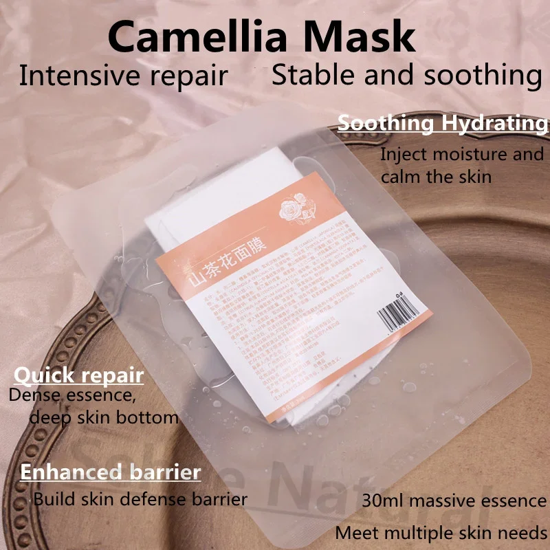 10pcs 30ml/pc Camellia Facial Mask Moisturizing Replenishment Relieving Repairing Sensitive Brighten Skin Tone