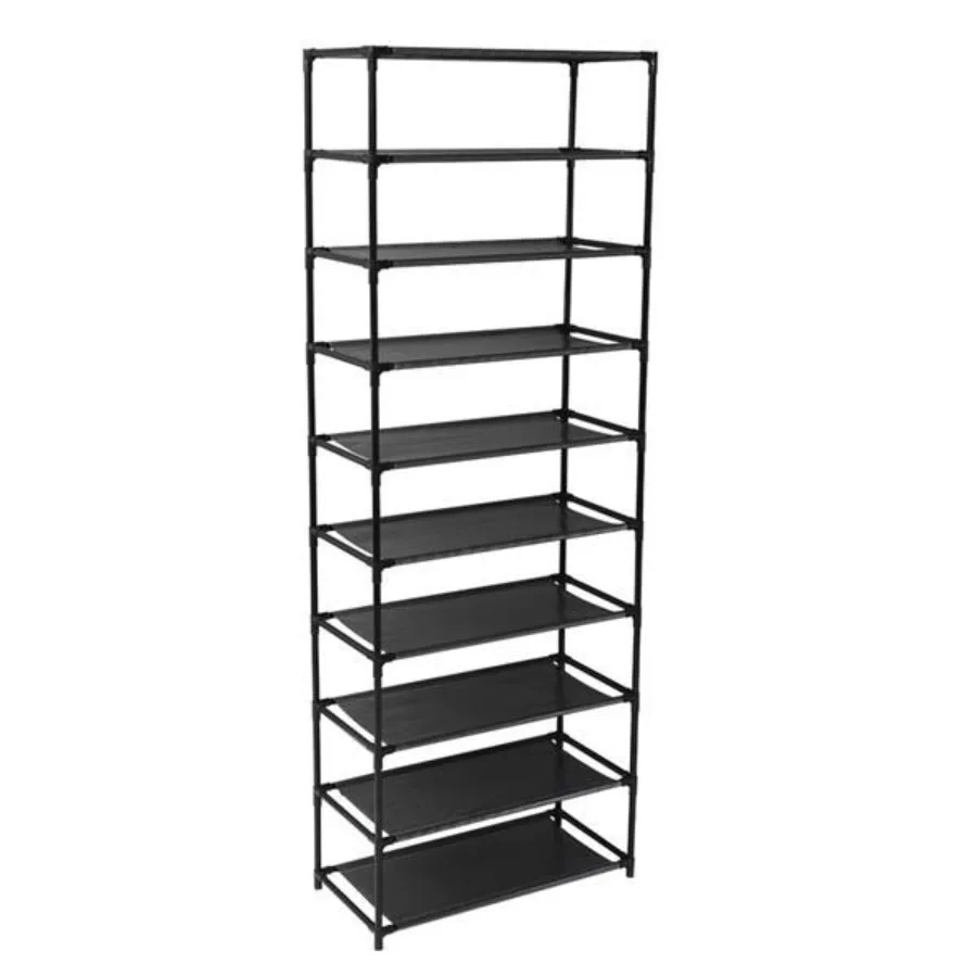 

10 Tier Stackable Shoe Rack Storage Shelves Stainless Steel Frame Holds 50 Pairs Of Shoes