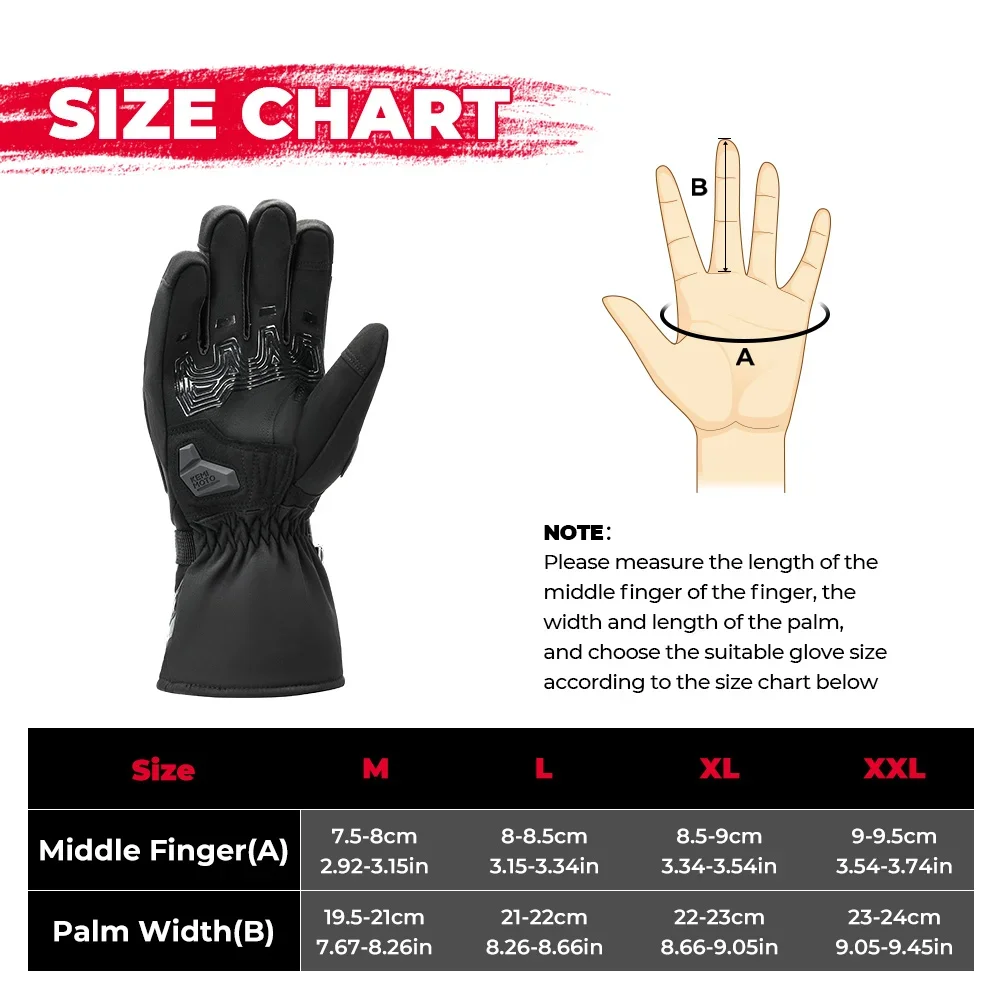 KEMiMOTO CE Motorradhandschuhe Winter Schwarz Guantes Moto Invierno Warm Touchscreen Wasserdicht Winddicht Schutzhandschuhe – Detail 6