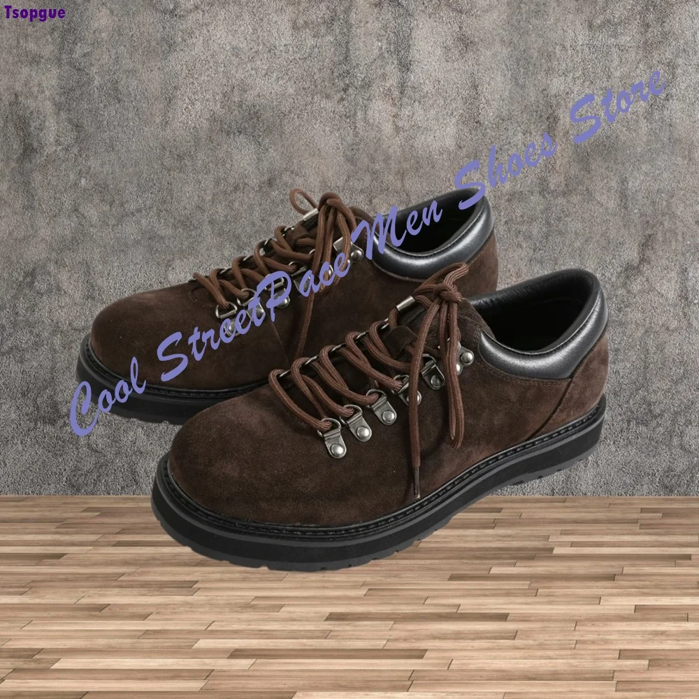 American Retro Work Shoes Suede Comfortable Shock-absorbing urban Outdoor hiking shoes for men Front Lace-up shallow Men Shoes