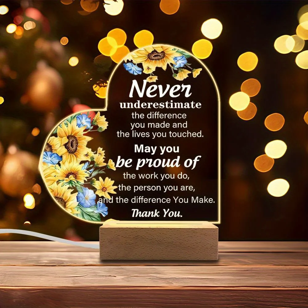 1 قطعة ملحقات التصوير الفوتوغرافي المضيئة من الأكريليك ، قاعدة USB ، هدية زميل الإناث ، تماثيل وداع ملهمة