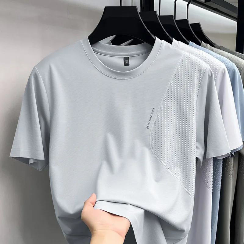 Men's Sports T-Shirt With Mulberry New Summer Model, Ice Silk, Quick-Drying, Cool And Stylish, Round-Neck Men's Short-Sleeve