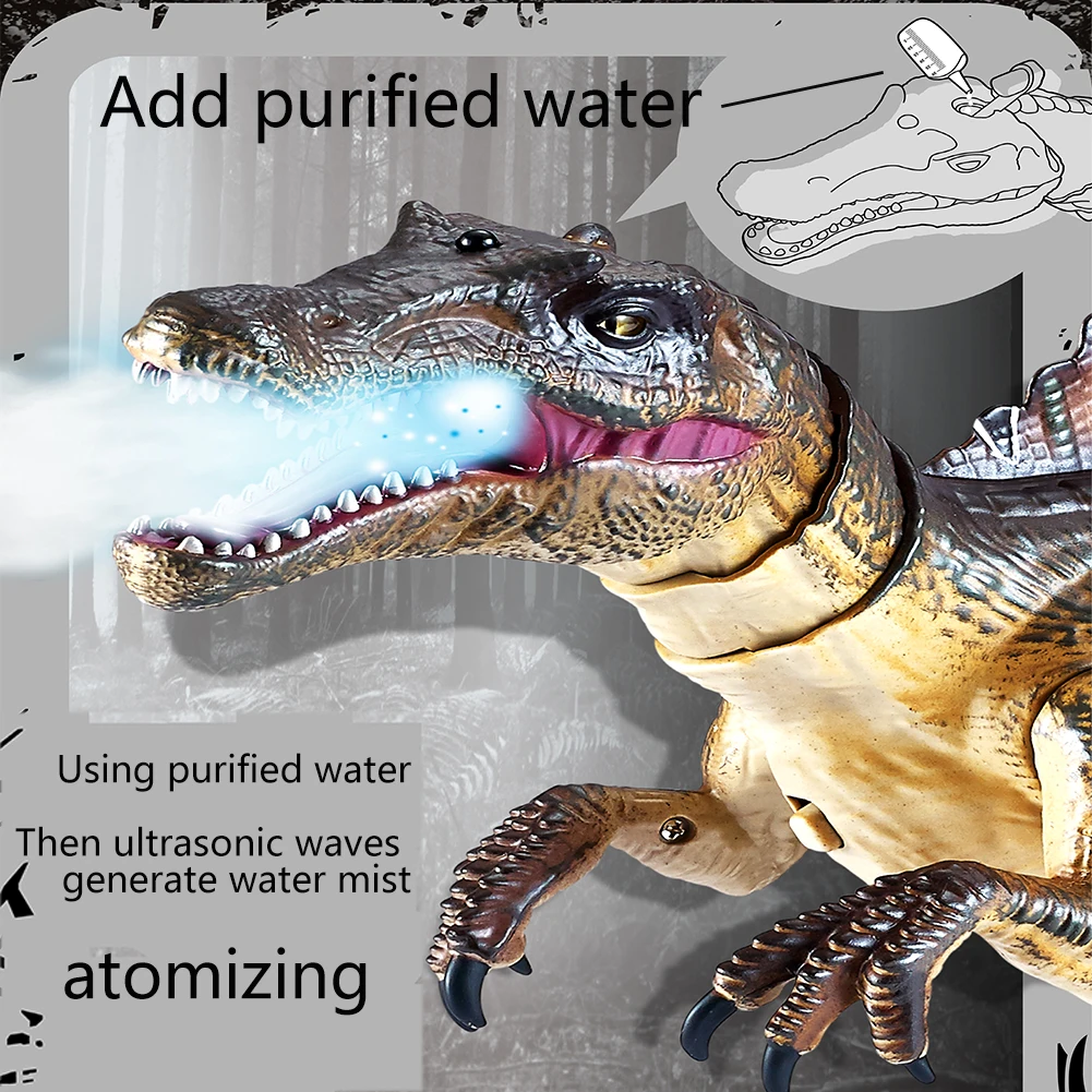 Zabawki RC spinozaur będą chodzić dźwięk, światło, elektryczność, duża najlepszy prezent na boże narodzenie symulacji dinozaurów w sprayu