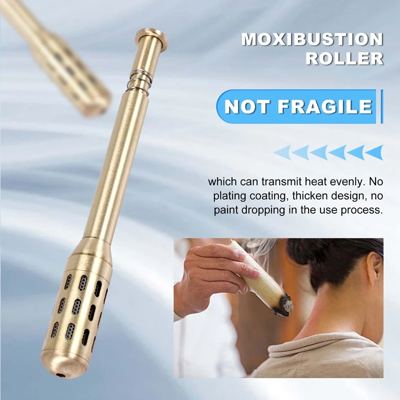 Moxa Roll Set Acupuncture Therapy Copper Massage Meridian Moxa Moxibustion Roller Stick Mini-Smoke Mugwort Burner