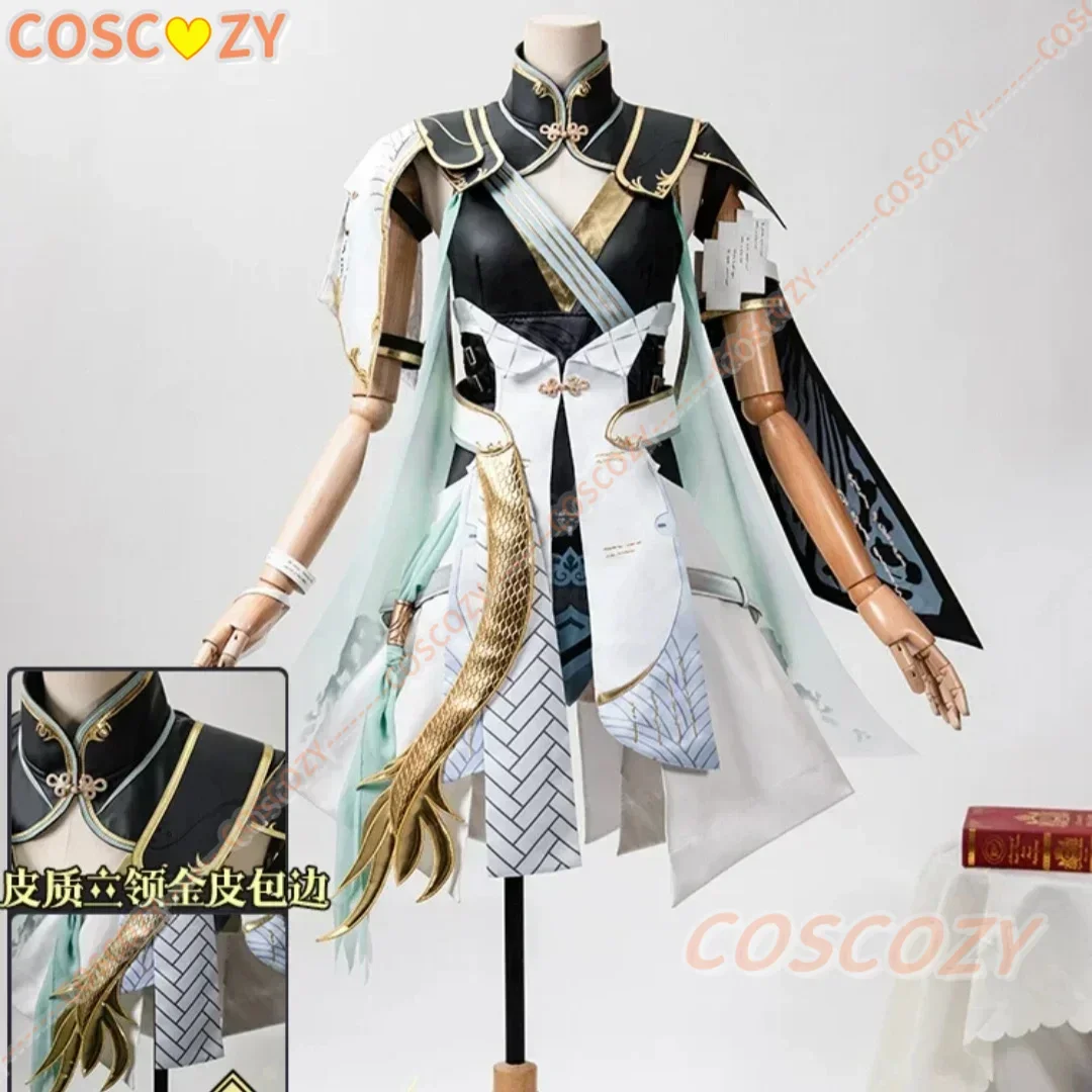 Game Wuthering Waves Jinhsi Cosplay Costume Wig Earrings Headwear Dress Stockings White Blue Hair Thawborn Renewal Accessories