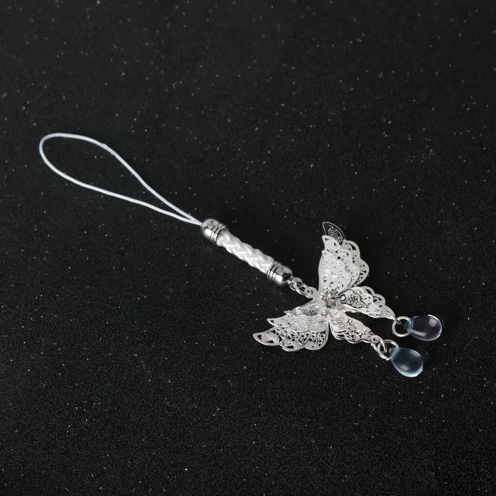 TGCF Cosplay Keychain Tian Guan Ci Fu Hua Cheng Xie Lian Butterfly Water Drop Phone Chain Hanging Rope Jewelry Fans Gifts