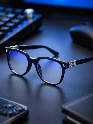 Unisex Square Anti Blue Light Glasses UV400 Gold Cross Hinge Black Clear Frame Computer Anti-Fatigue Eyeglasses
