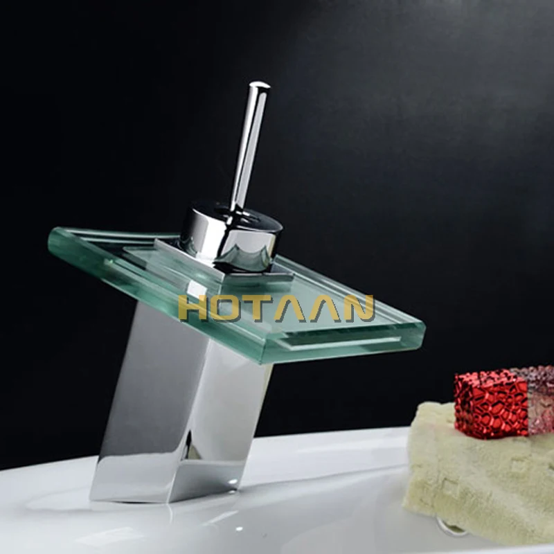 .  Copper Chrome Waterfall Bathroom Faucet Bathroom Basin Hot and Cold Mixer Brass Lavatory Tap torneira YT-5024