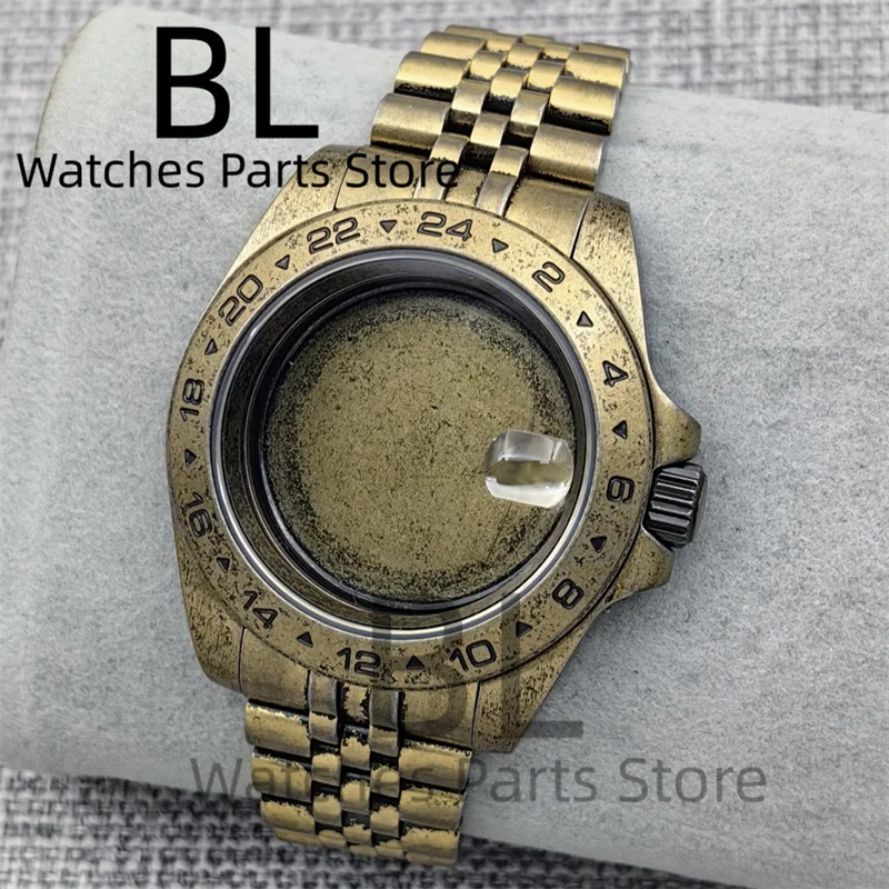 

BLIGER 40mm Retro Bronze Watch Case With Bracelet Sapphire Glass Fit NH34 NH35 NH36 NH38 NH39 PT5000 ETA2824 Movement Watch Par