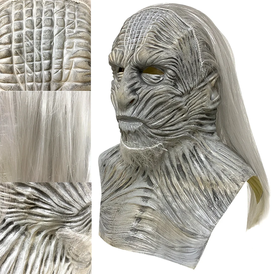 Halloween-Kostüm Langhaarige Teufelsmaske Party-Requisiten Gruselige Latex-Kopfmaske für Männer – Detail 6